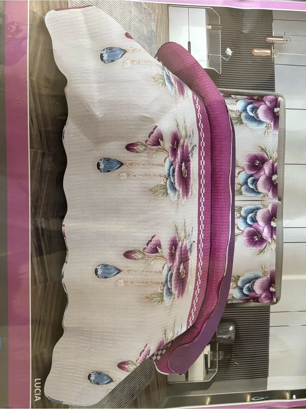 Floral Quilted Bedspread in Purple and White - Home Accents